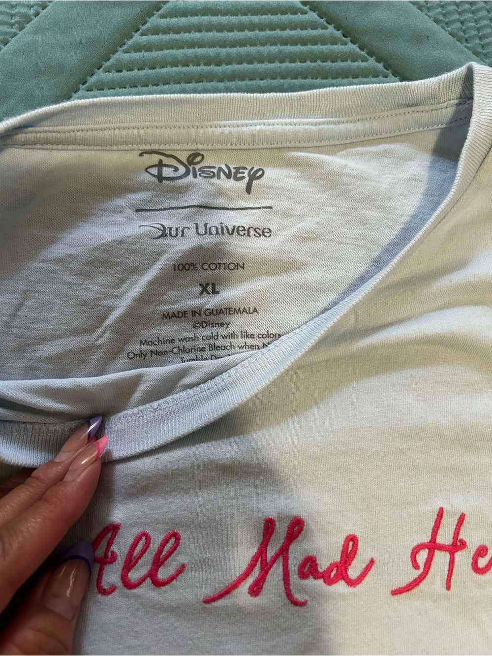 Her Universe White and Green Alice In Wonderland Graphic Tee - Picture 4 of 4